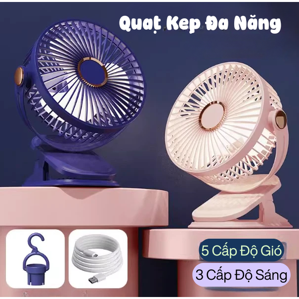 Quạt Kẹp Mini Tích điện Để Bàn USB Sạc Pin Gấp Gọn Tiện L... (2)