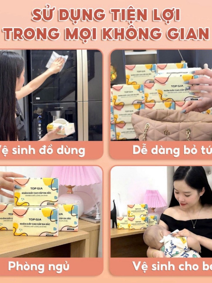 Thùng 40 gói giấy ăn rút Topgia đa sắc cao cấp 240 tờ 4 lớp (2)