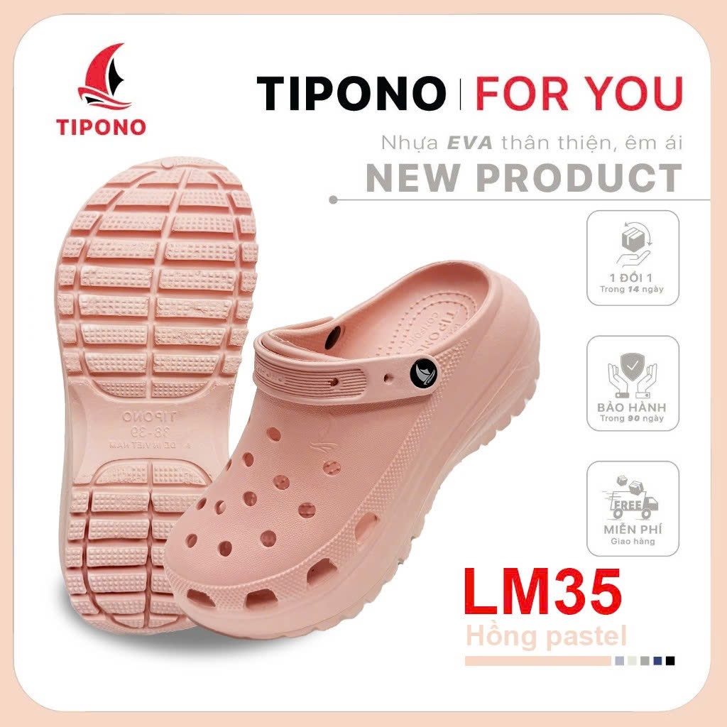 TIPONO  [Tặng Charm Ngẫu Nhiên] Dép Sục Nữ EVA �ế Cao 6 (2)