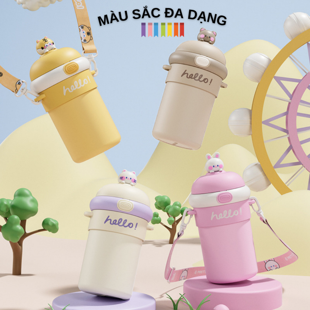 Bình nư�c thủy tinh b�c nhựa giữ nhi�t có �ng hút dây �e... (3)