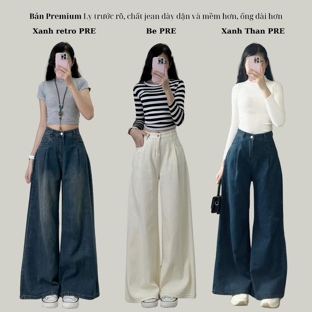 Quần Jean �ng R�ng Retro Nhi�u M� u Quần Bò �ng Suông Uni... (3)