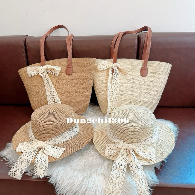 Set túi mũ cói đi biển nhiều mẫu xinh (3)