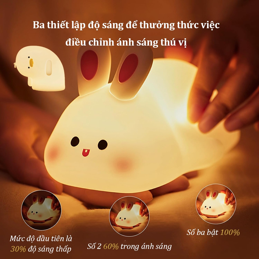 Đèn ngủ hình vịt ngọt ngào ngủ bằng silicon mềm có sạc US... (3)