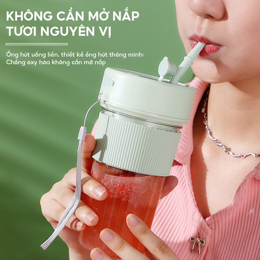 Máy Xay Sinh Tố Cầm Tay Mini Đa Năng Mẫu Cối Thủy Tinh Da... (3)