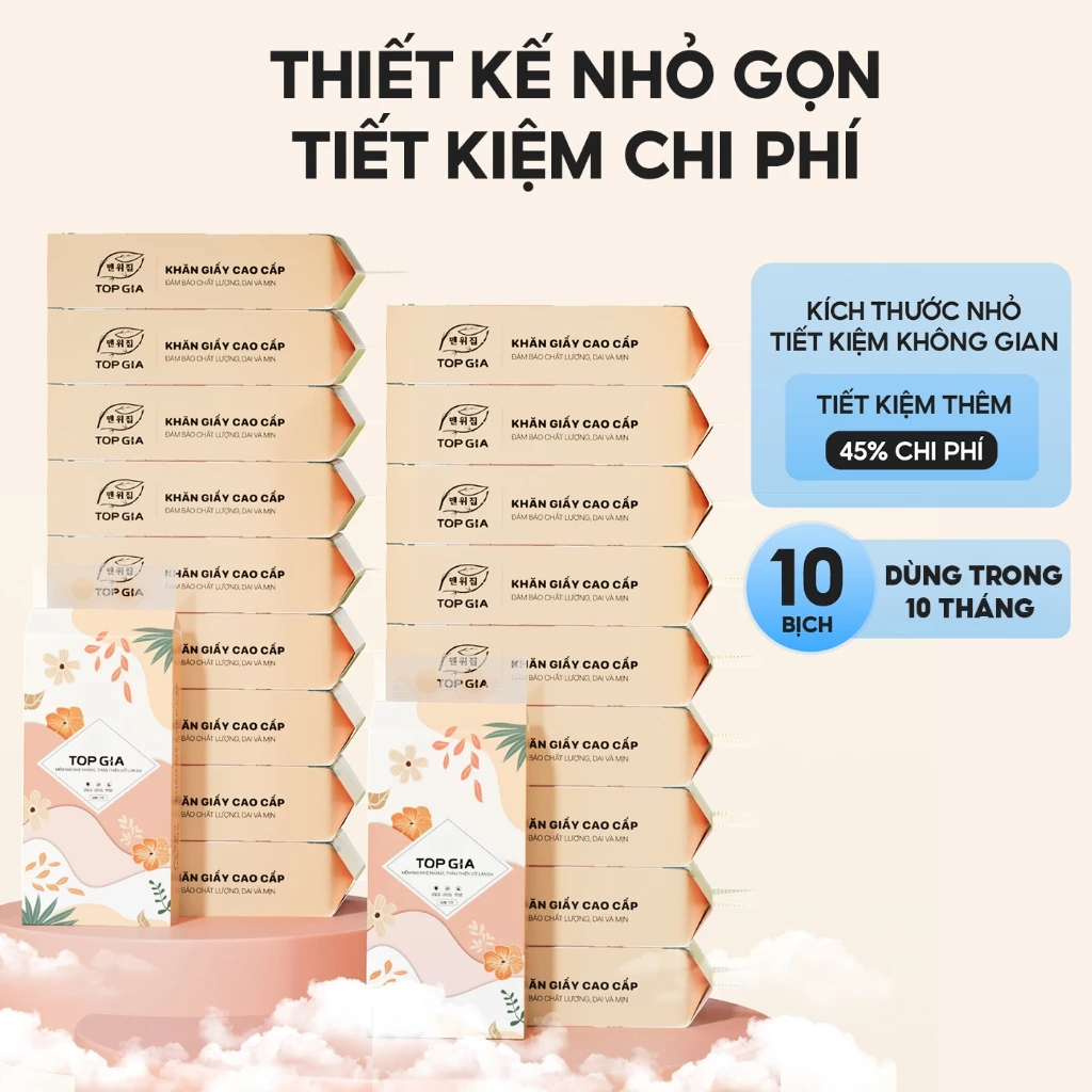 Thùng 10 Bịch Khăn giấy cao cấp rút đáy treo tường TopGia... (3)