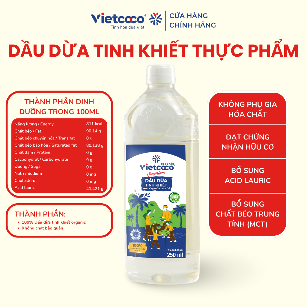 Dầu dừa tinh khiết Organic VIETCOCO chai PET (3)