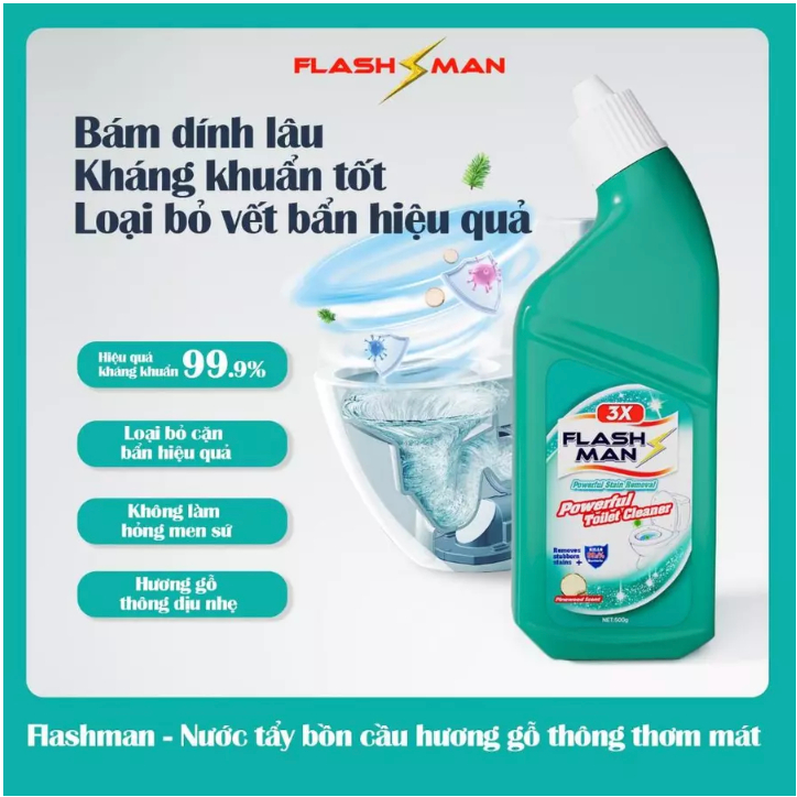 [ LIVE MUA 2 TẶNG 1] Nước Tẩy Bồn Cầu Flashman Diệt Khuẩn... (3)