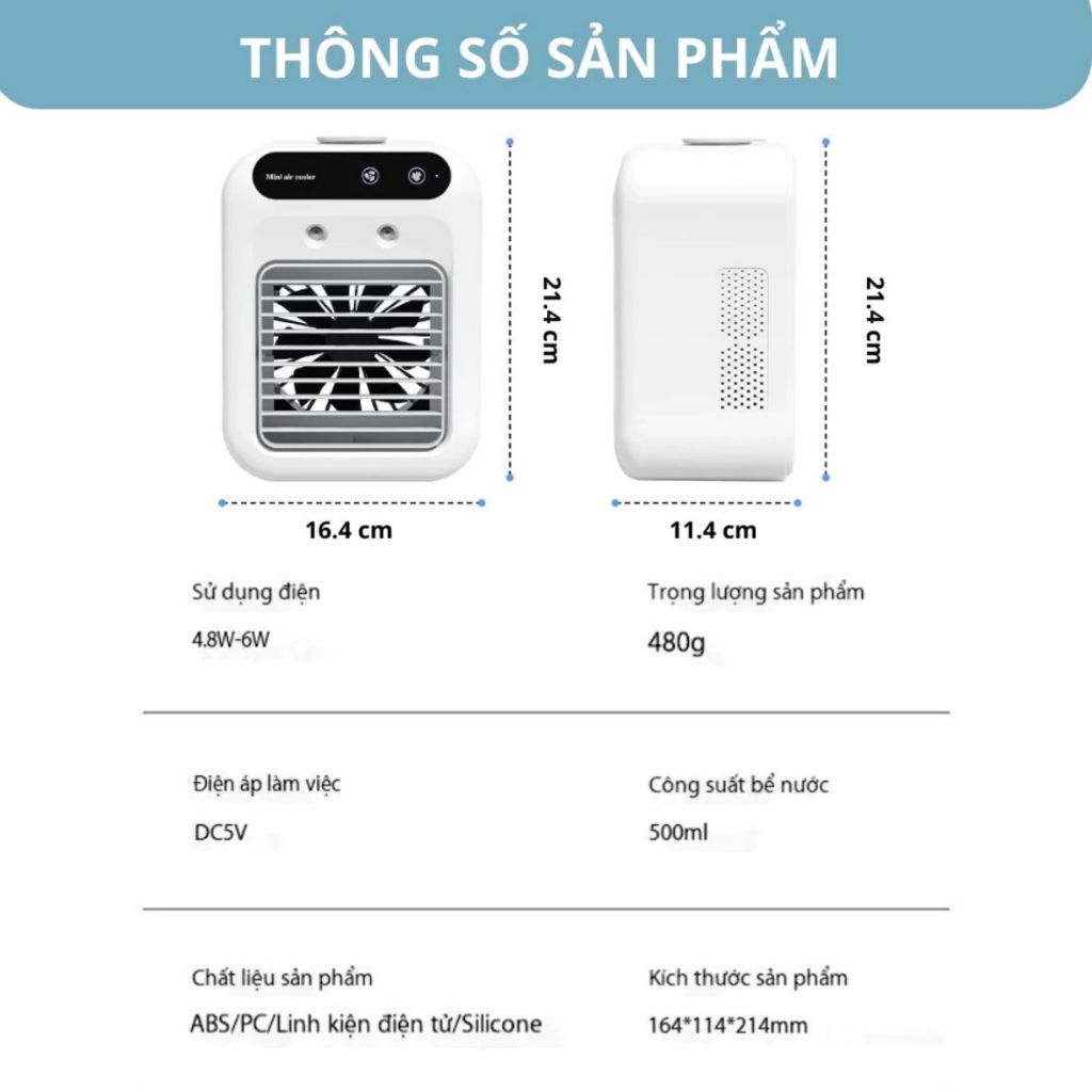 Quạt điều hòa phun sương tích điện mini (3)