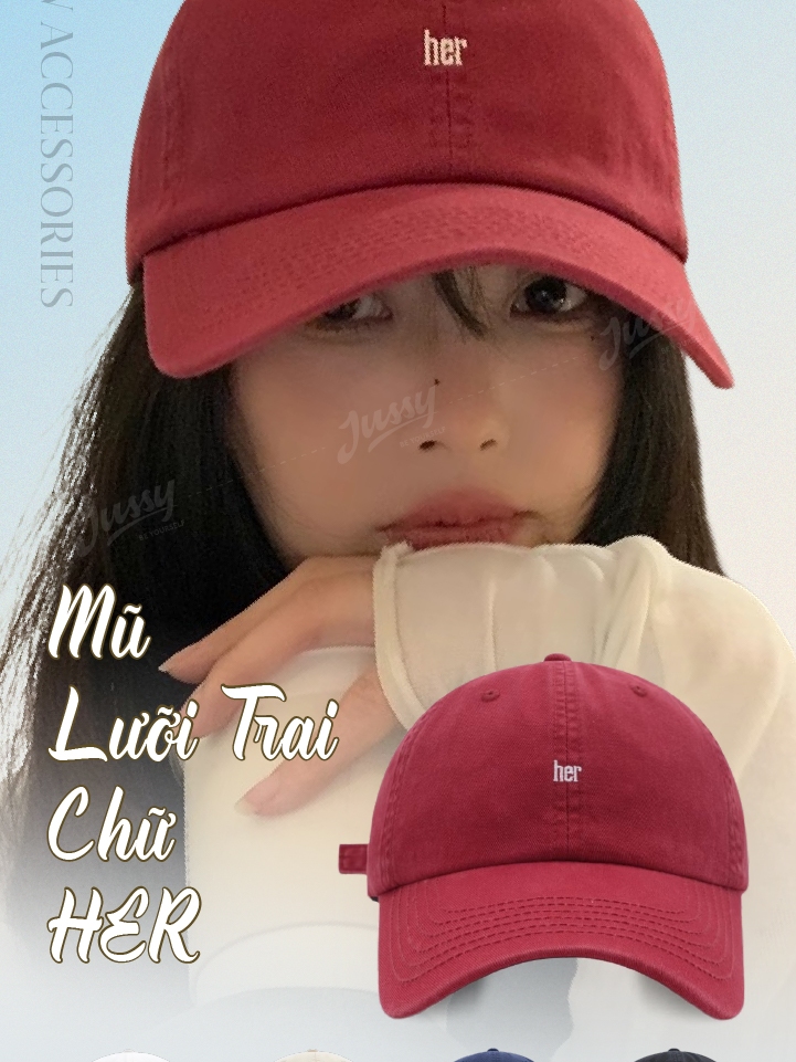 [Choice] Mũ lưỡi trai nam nữ Jussy Official thêu chữ Her ... (3)