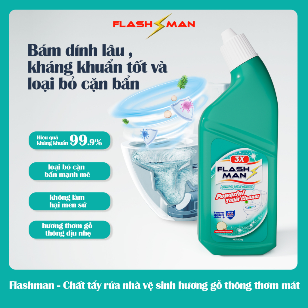 Nước tẩy bồn cầu Flashman diệt khuẩn thơm mát tẩy sạch mà... (3)