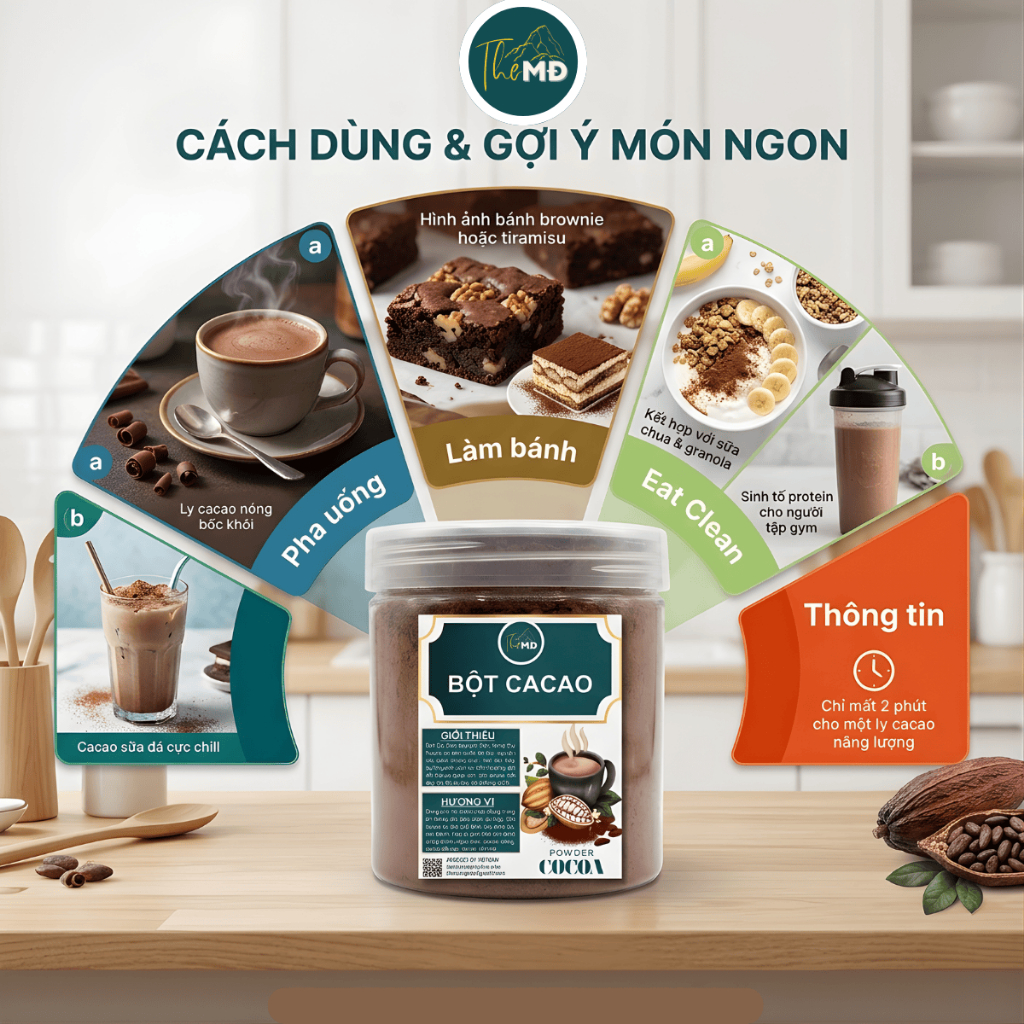 Bột Cacao Nguyên chất Giàu Dinh Dưỡng The Măng Đen Đặc Sả... (3)