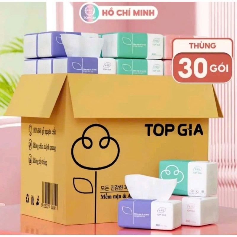 Thùng giấy ăn rút 46 Gói 3 màu cao cấp Top Gia 4 lớp dày dặn (3)