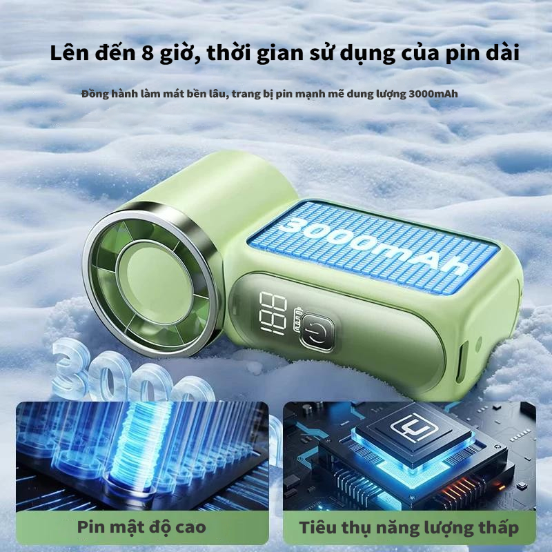 ⚡Quạt cầm tay mini ⚡100 cấp gió 688 Turbo 3000mAh màn hìn... (3)