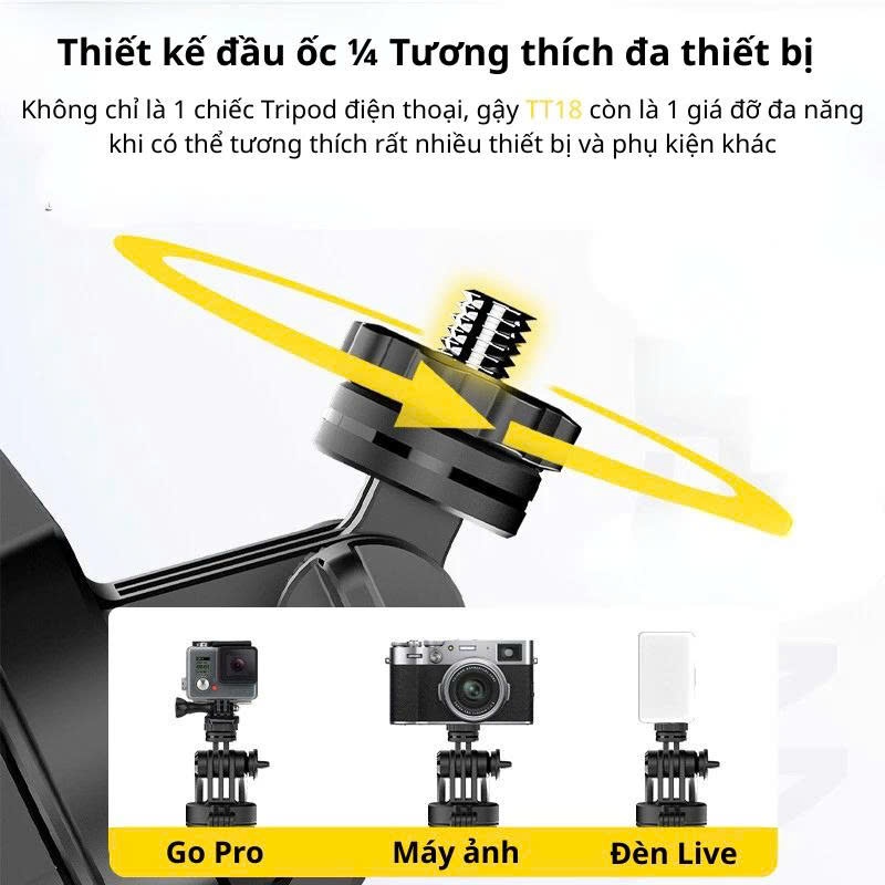 Gậy chụp ảnh selfie 4 chân tích hợp tripod 1m8 bluetooth ... (3)