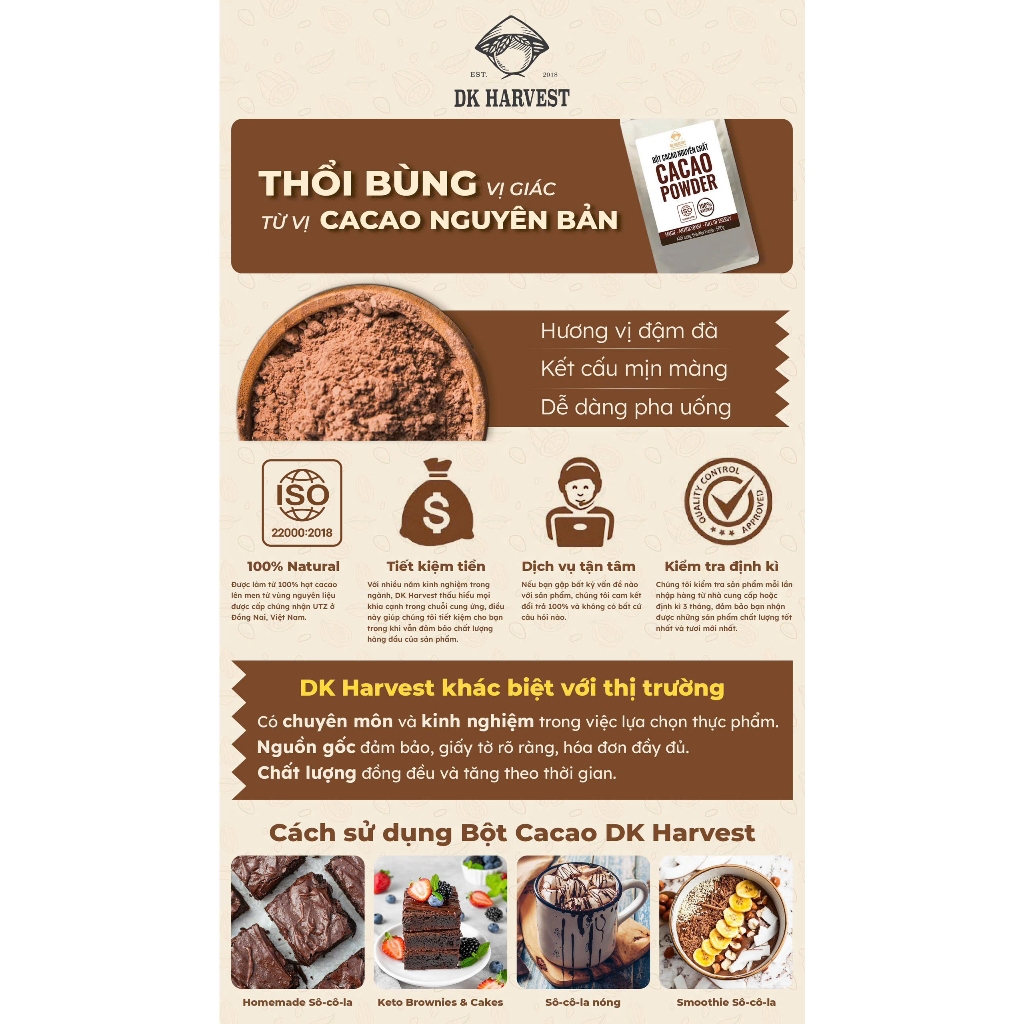 Bột Cacao Nguyên Chất DK Harvest (3)