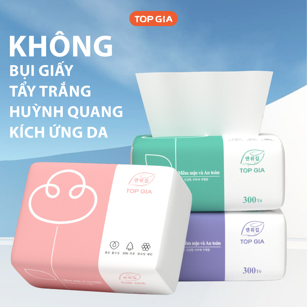 Thùng Giấy Ăn Rút 3 Màu Cao Cấp TOP GIA 4 Lớp 300 Tờ (3)
