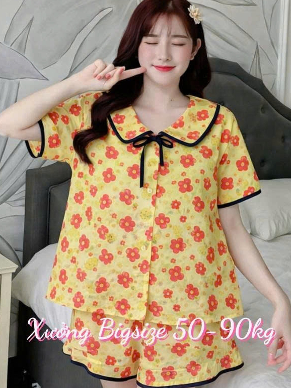 Bigsize Xinh Set đồ bộ mặc nhà đùi chất Cotton Hàn mềm đẹ... (3)