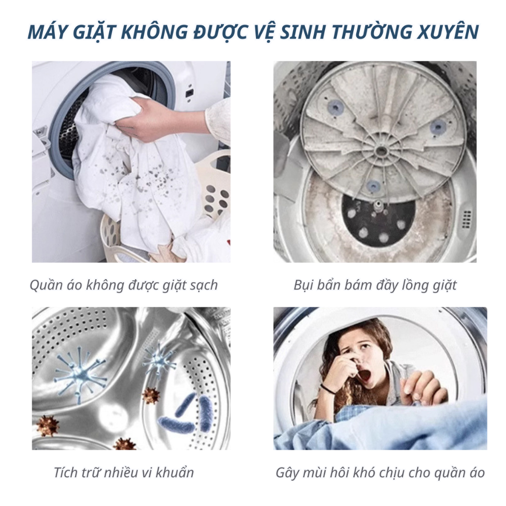 [ Hộp 3 Gói ] Bột Tẩy Vệ Sinh Lồng Máy Giặt (3)