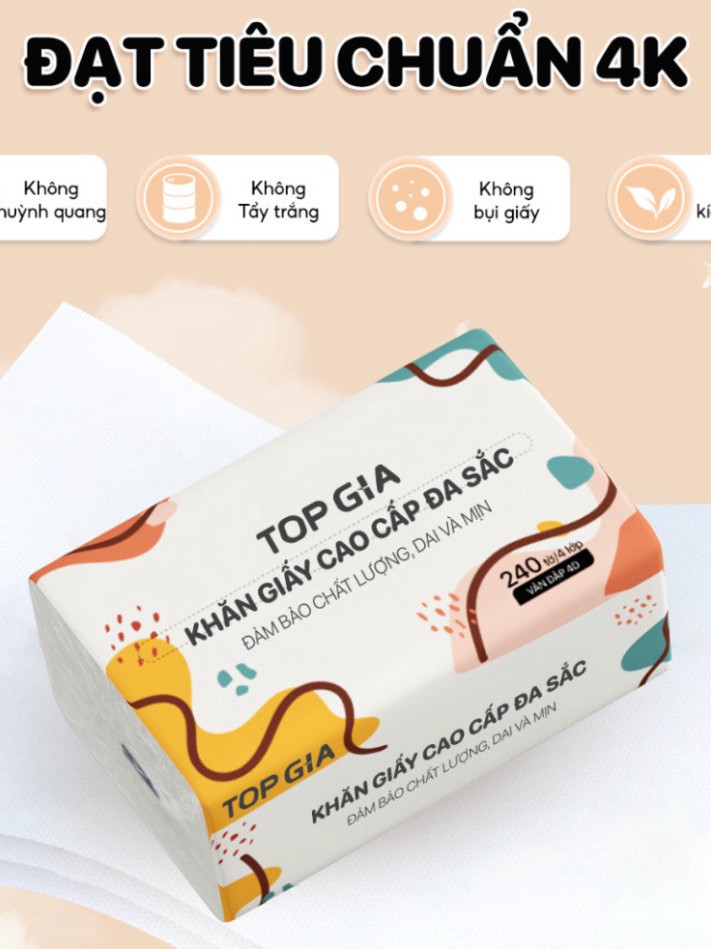Thùng 40 gói giấy ăn rút Topgia đa sắc cao cấp 240 tờ 4 lớp (3)