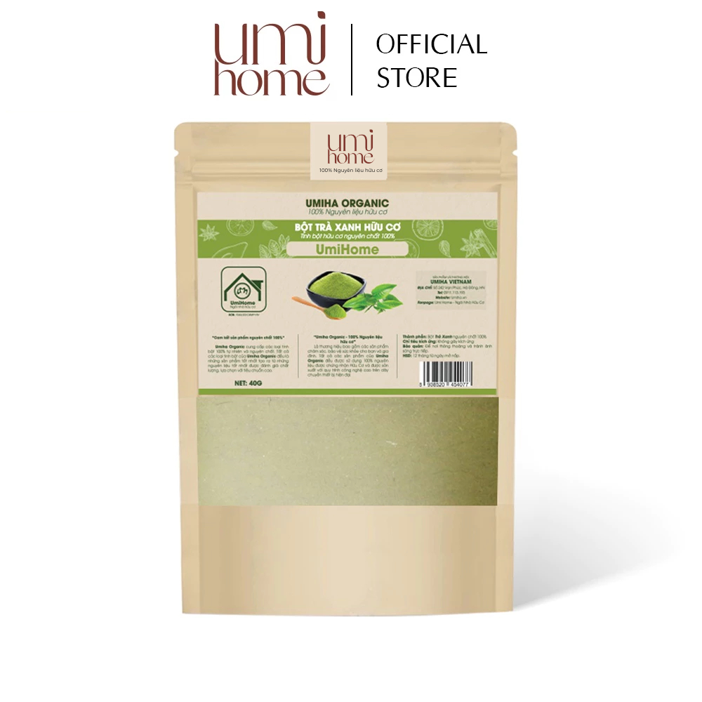 Bột Trà Xanh hữu cơ UMIHOME nguyên chất 40g | Green tea p... (3)