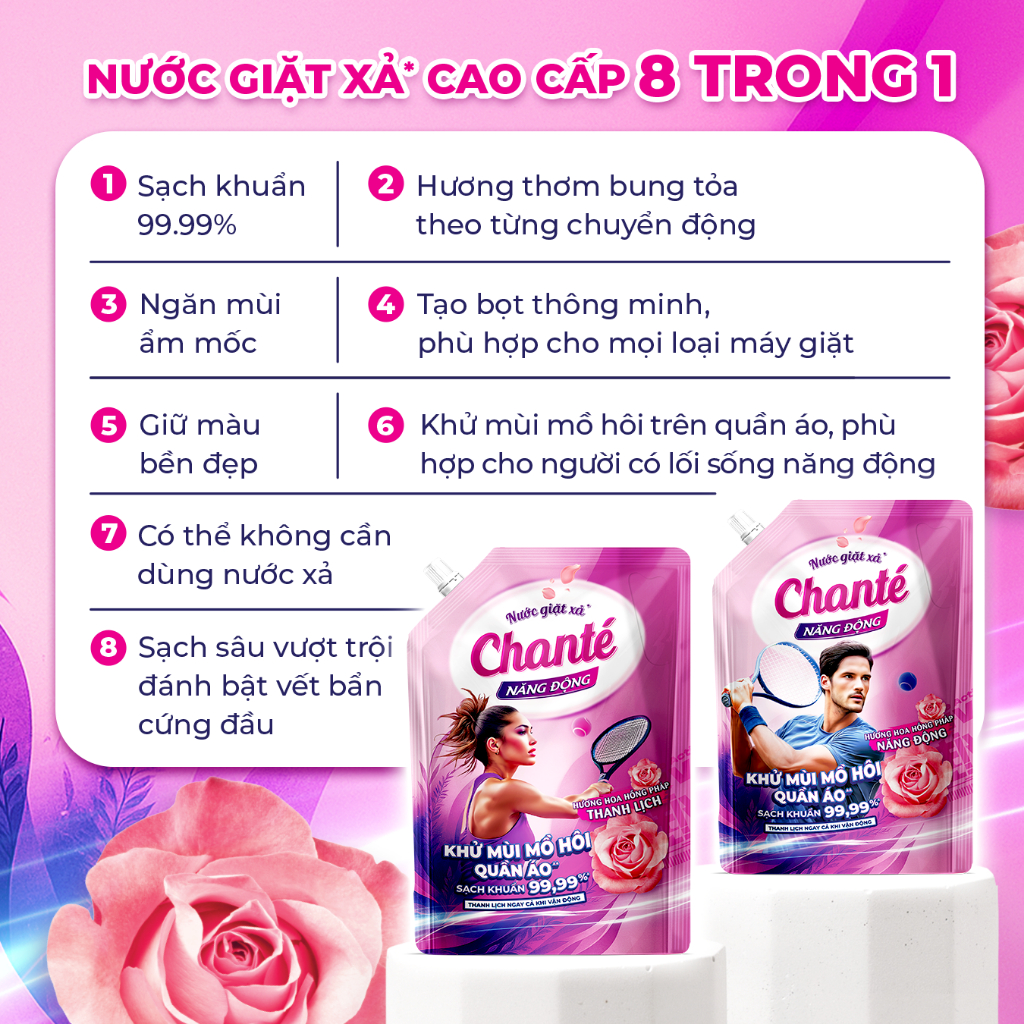 [LS] Combo 2 Túi Nư�c Giặt Xả Chanté Cao Cấp 8 Trong 1 (3)