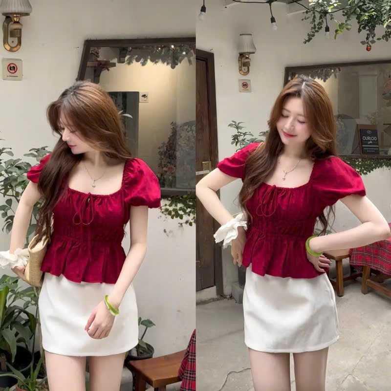 �o babydoll linen ki�u xinh tay ph�ng ti�u thư công chúa ... (3)