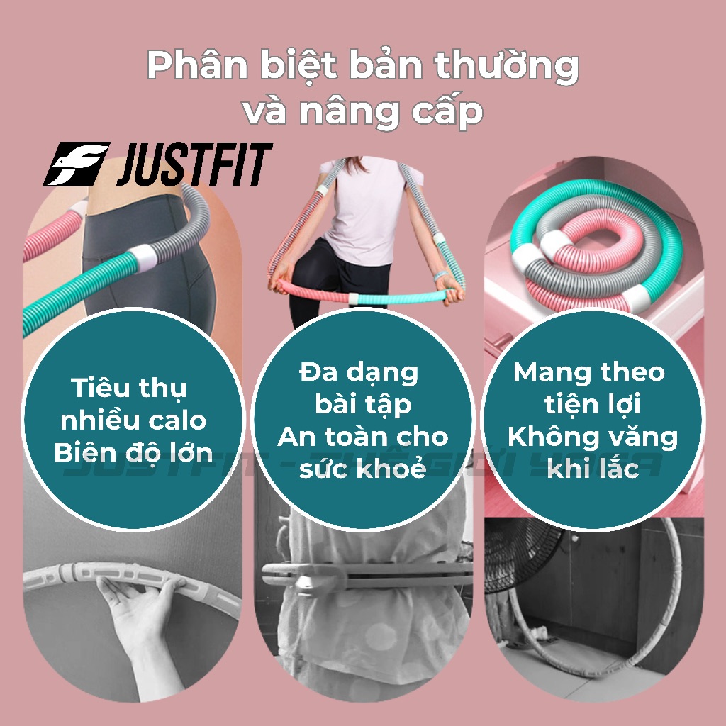 Vòng lắc eo lò xo JUSTFIT b�c nhựa m�m giảm mỡ nhanh (3)