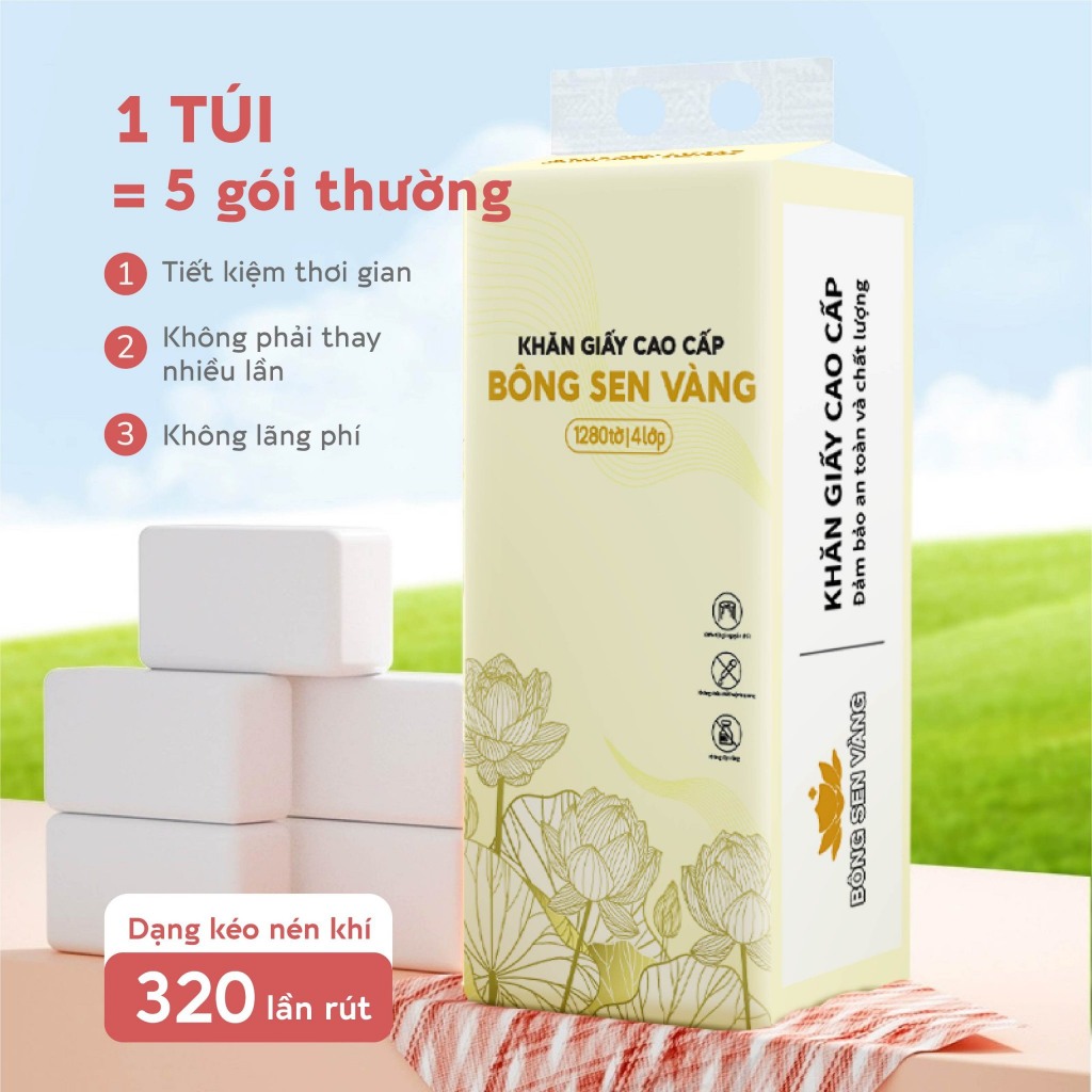 Kh�n Giấy Rút 1280 T� Treo Tư�ng Bông Sen V� ng (3)