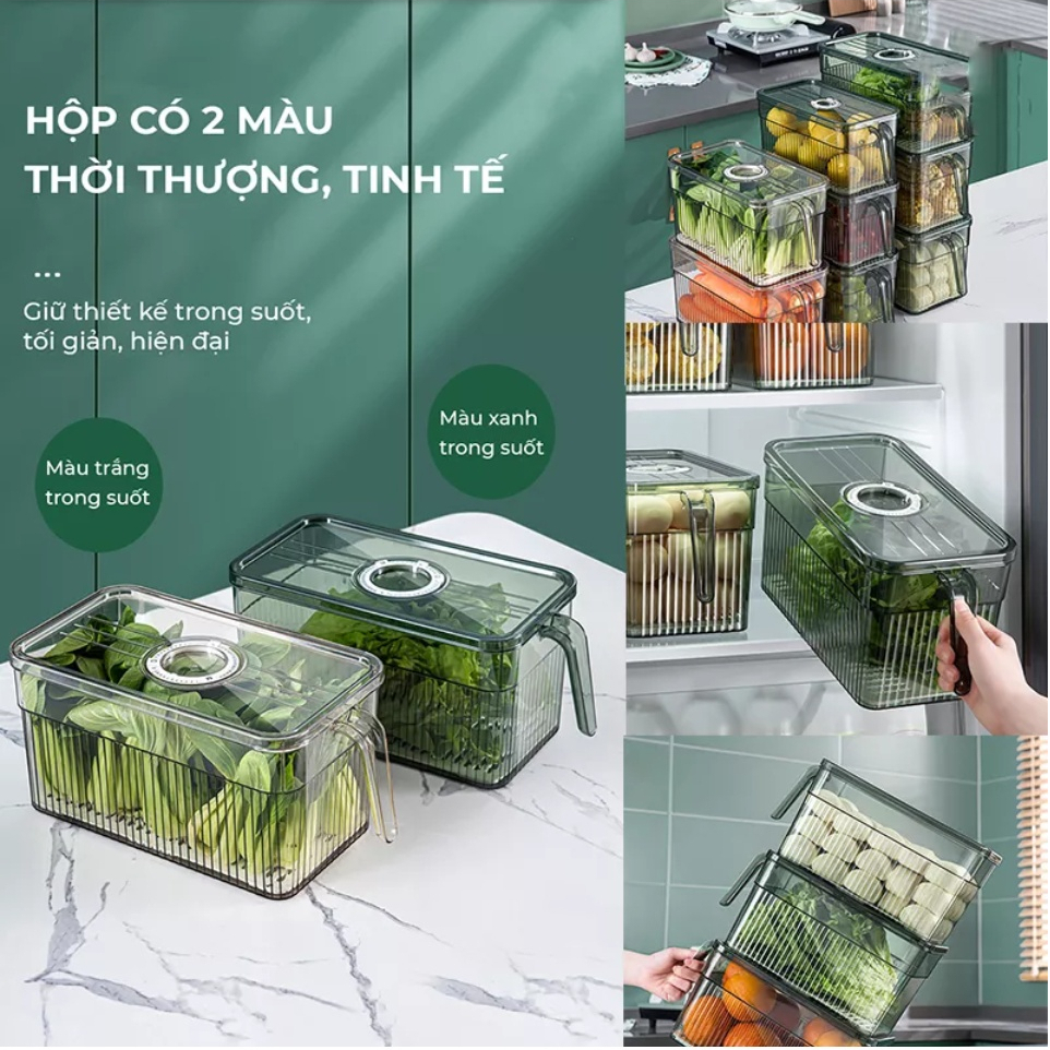 H�p �ựng rau củ tủ lạnh có quai trong su�t (U8) bảo quản ... (4)