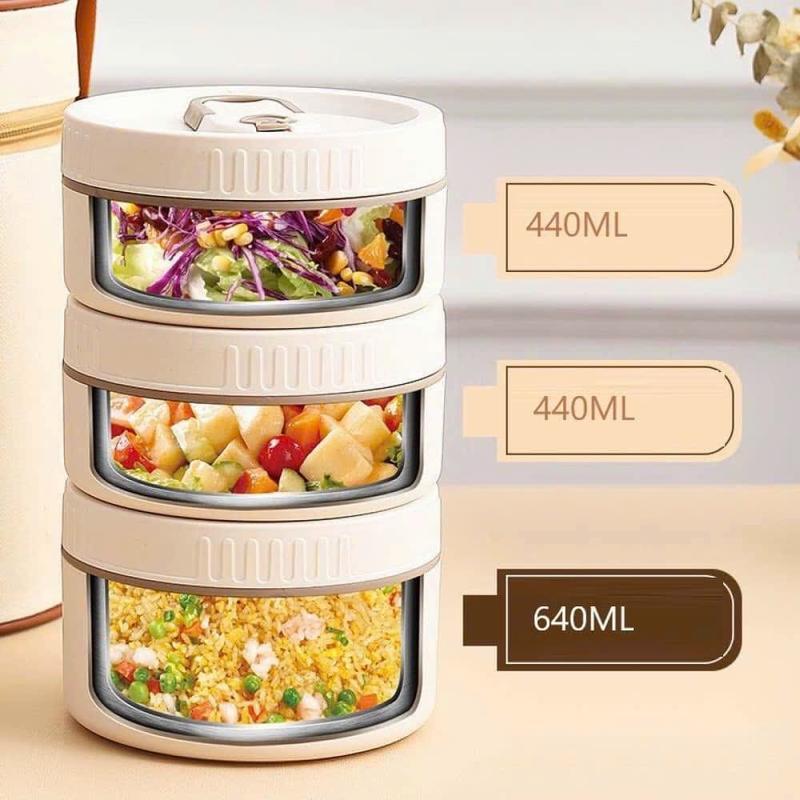 Hộp Đựng Cơm Giữ Nhiệt 3 Tầng Tặng Kèm Đũa Thìa (4)