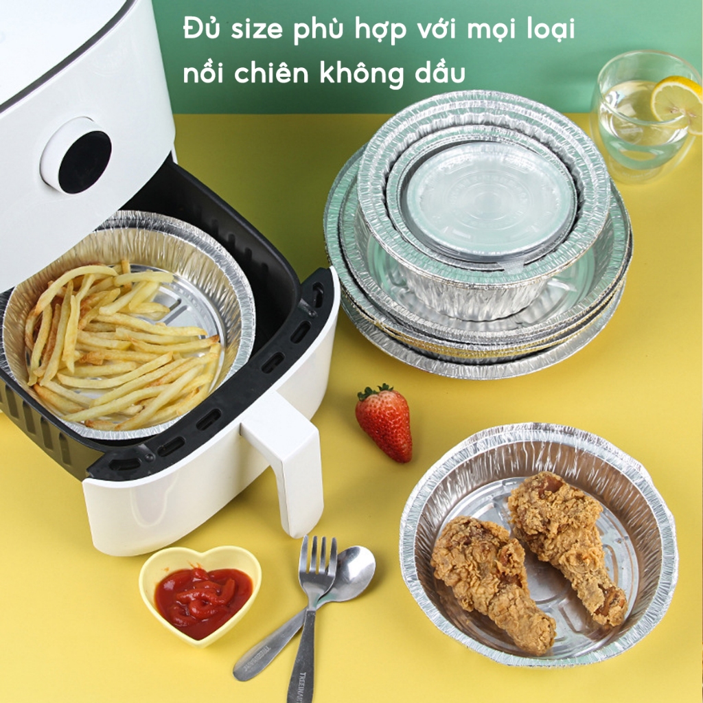 COMBO 100 Khay Giấy Bạc Lót Nồi Chiên Không Dầu (4)