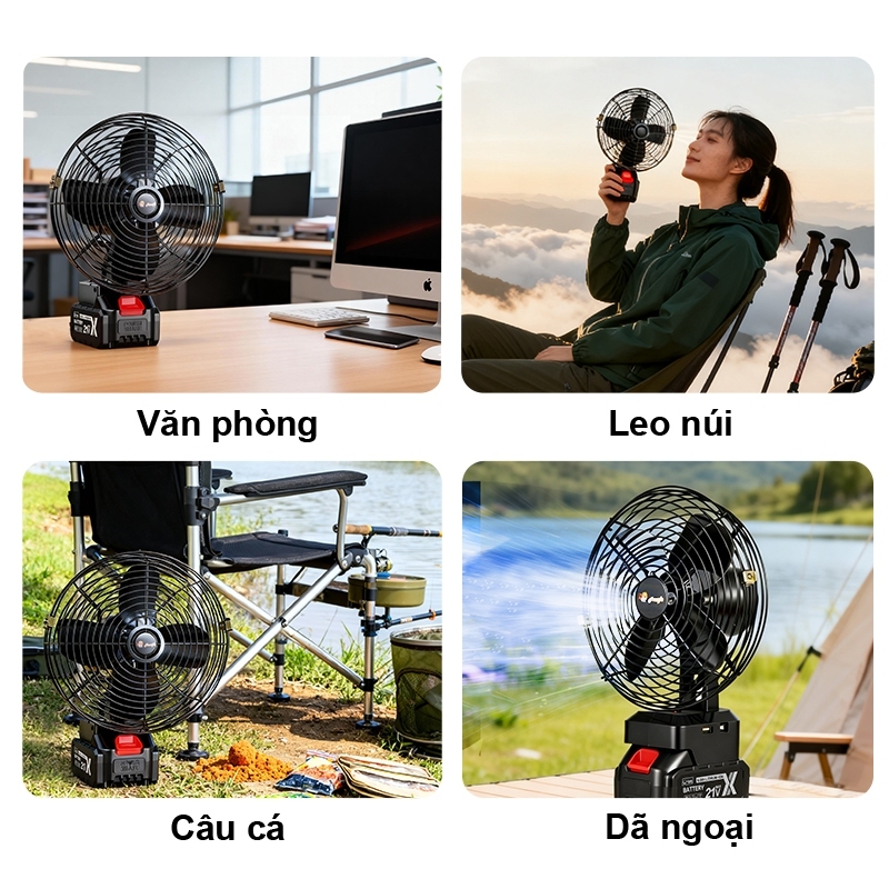 Quạt Tích Điện 8inch Chất Liệu Full Thép Không Rỉ Dùng Pi... (4)