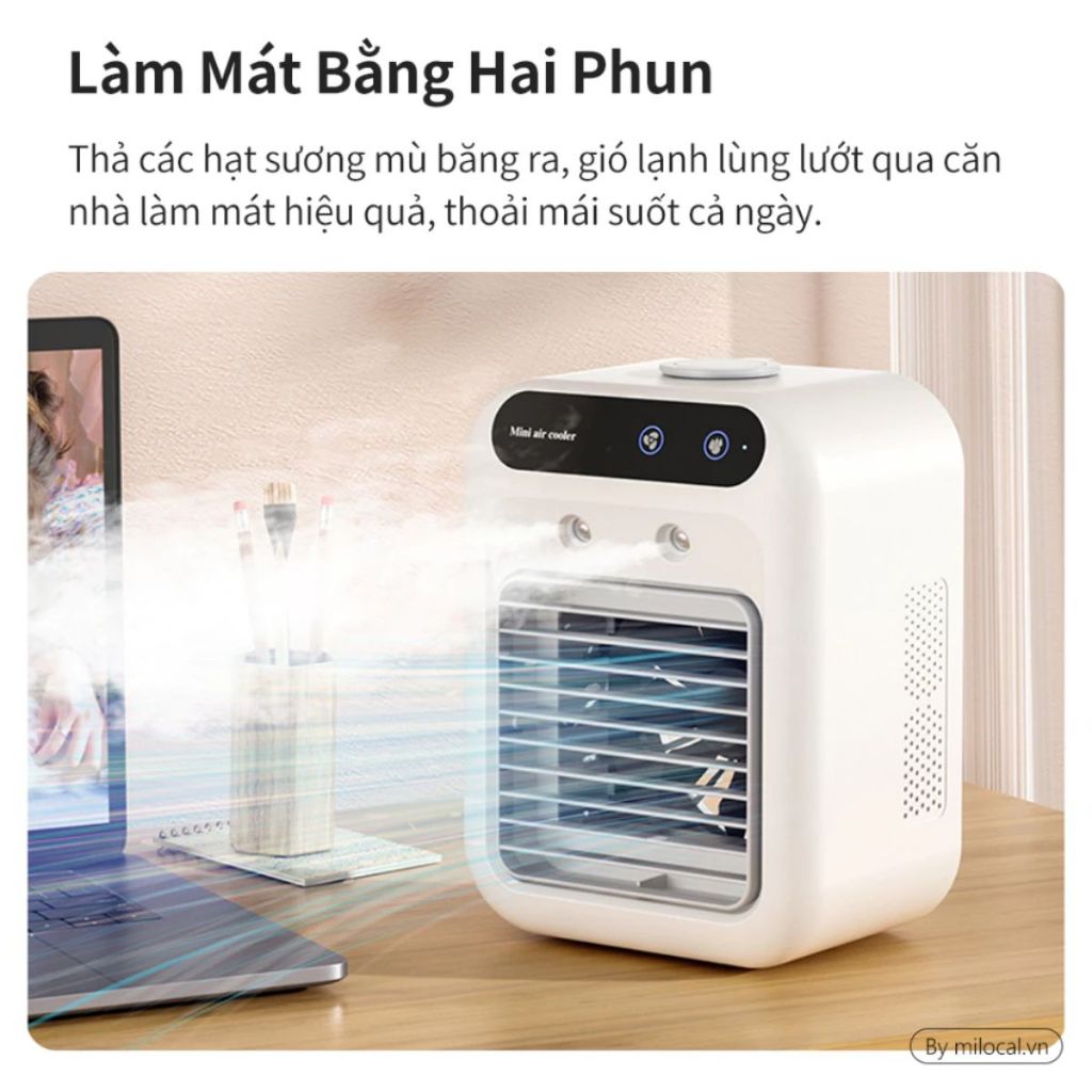 Quạt điều hòa phun sương tích điện mini (4)