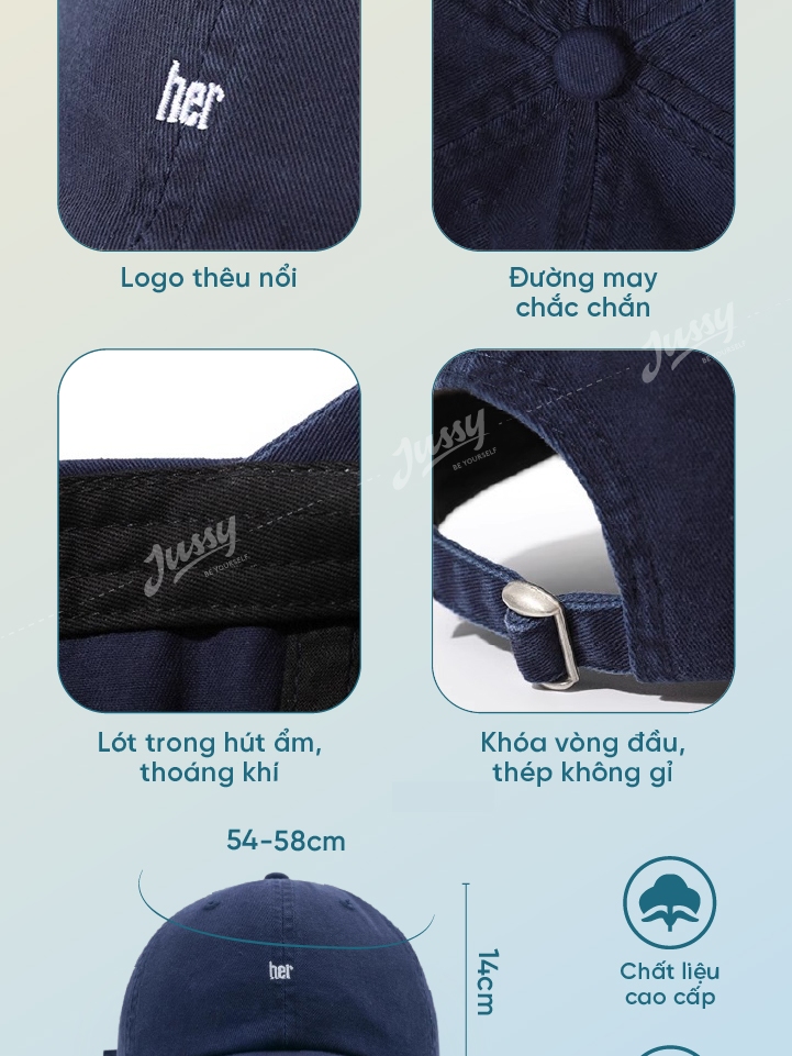 [Choice] Mũ lưỡi trai nam nữ Jussy Official thêu chữ Her ... (4)
