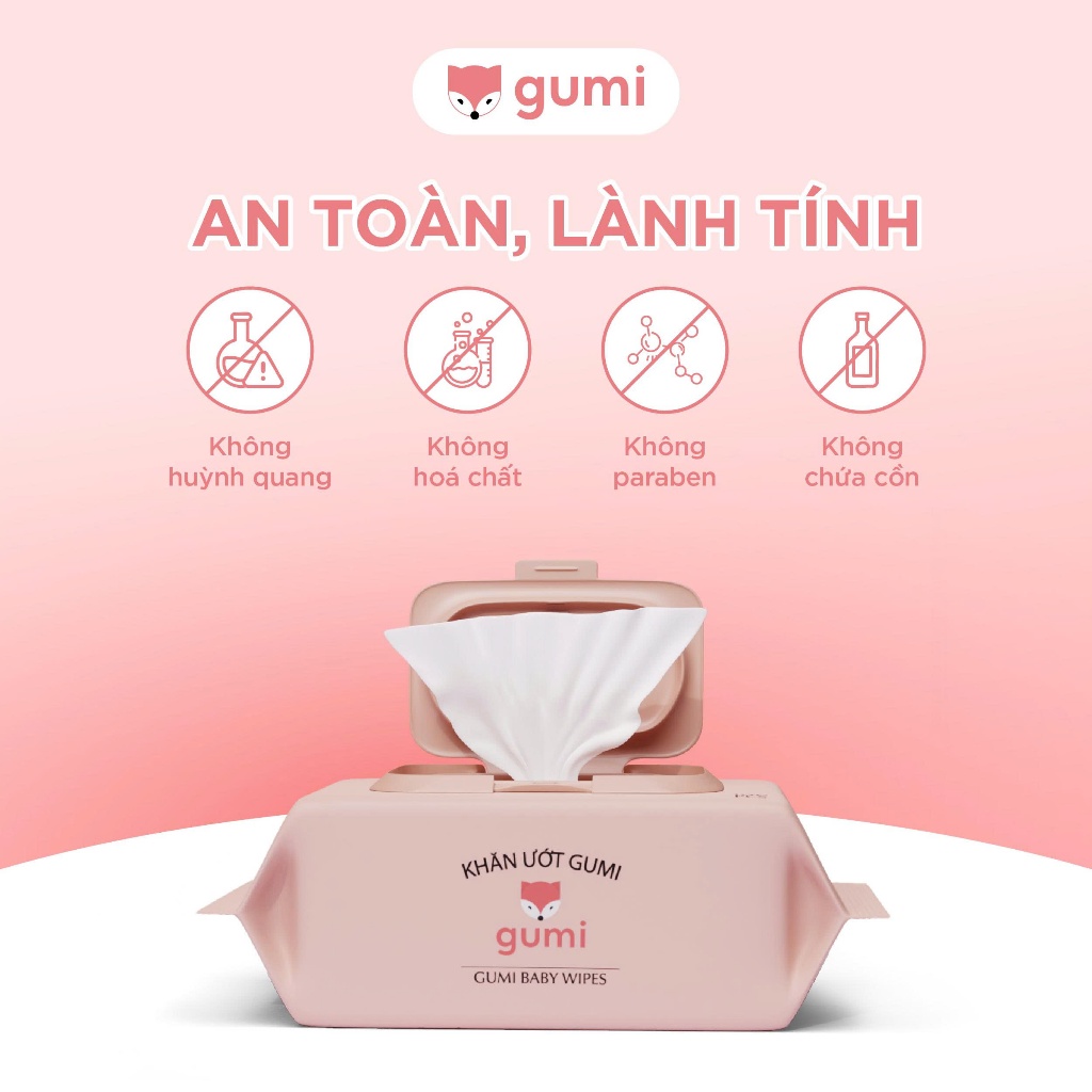 Thùng 10 gói khăn ướt Gumi không cồn không parabens cao c... (4)