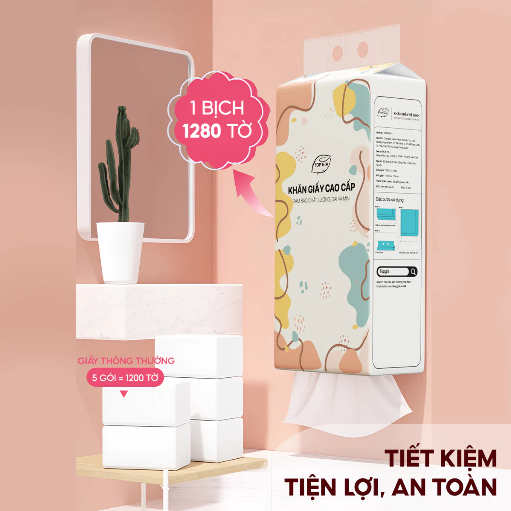 Khăn giấy rút đáy đa sắc TOPGIA thiết kế treo tường thông... (4)