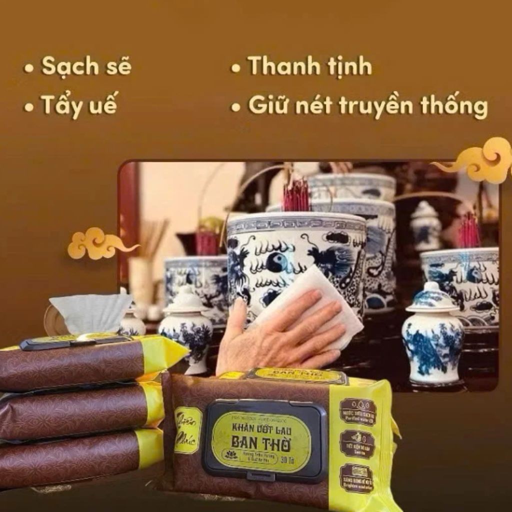 Gói 30 khăn ướt lau bàn thờ hương trầm (4)