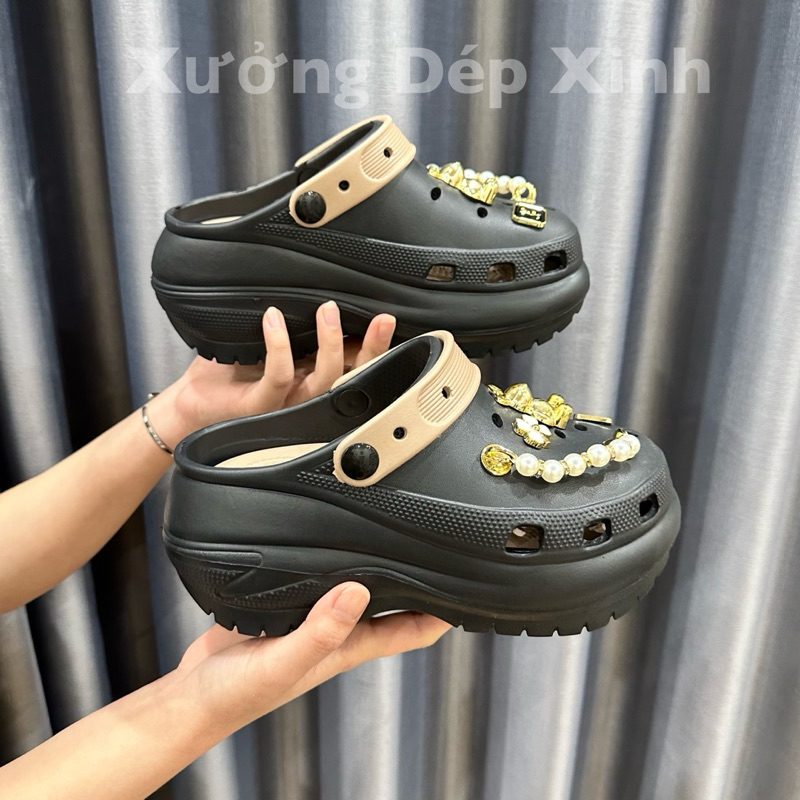 Dép sục nữ charm đá Ngẫu Nhiên đế 8cm bản mới (4)