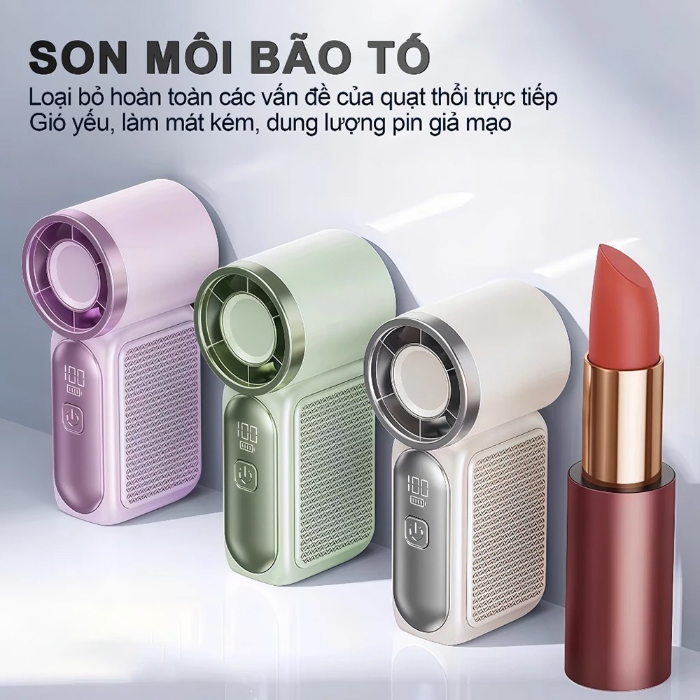 ⚡Quạt cầm tay mini ⚡100 cấp gió 688 Turbo 3000mAh màn hìn... (4)