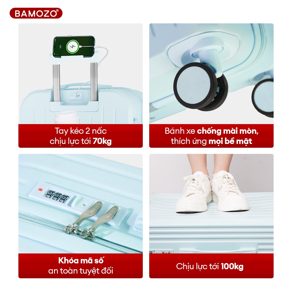 Vali Du L�ch Bamozo 8812 Th�i Trang Size 20/24 Chất Li�u ... (4)