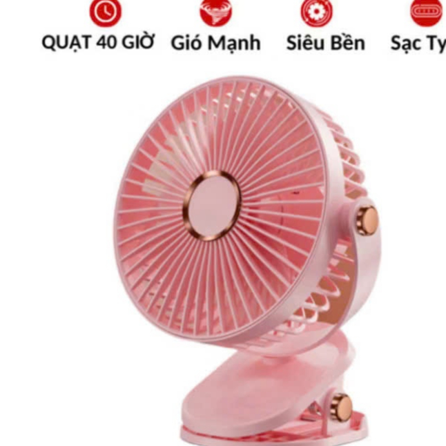( HÀNG CHUẨN) Quạt tích điện kẹp bàn mini 5 mức độ có đèn... (4)