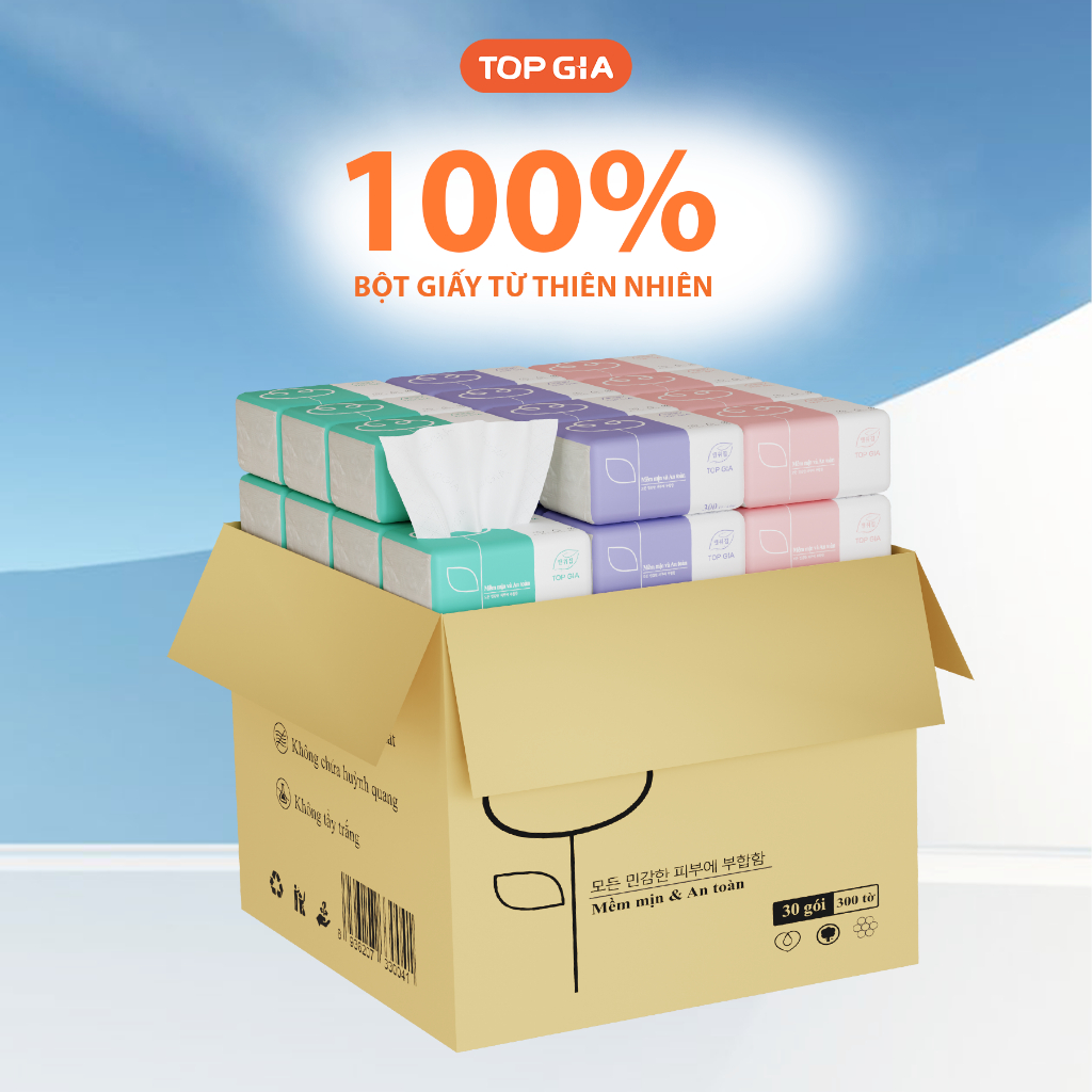 Thùng Giấy Ăn Rút 3 Màu Cao Cấp TOP GIA 4 Lớp 300 Tờ (4)