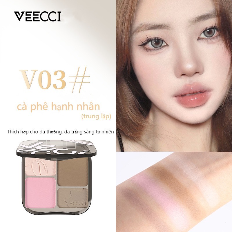 VEECCI Bảng Phấn Bắt Sáng Và Tạo Khối Tự Nhiên Lâu Trôi C... (4)