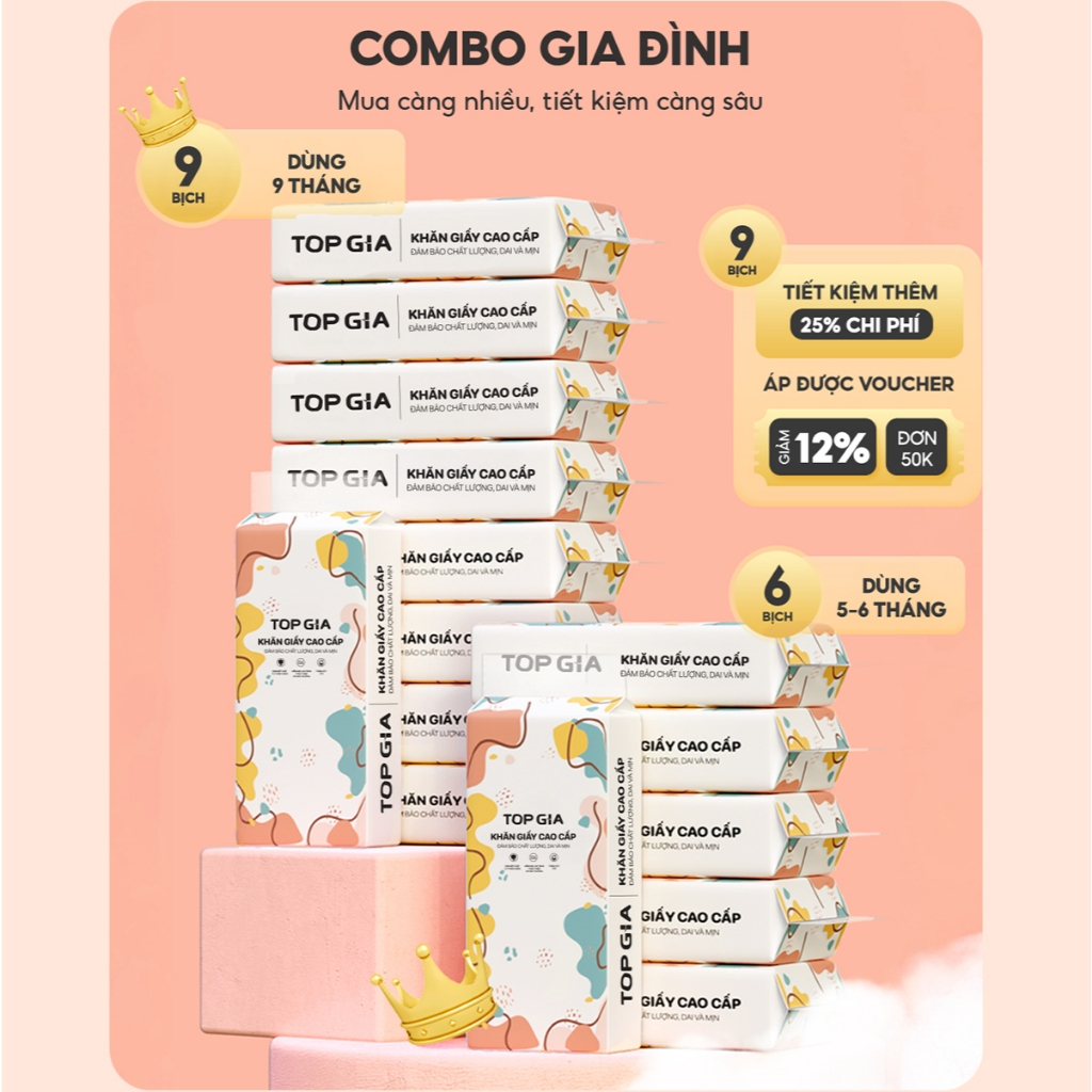 Giấy vệ sinh treo tường TopGia thùng 6 bịch đa sắc treo đ... (4)