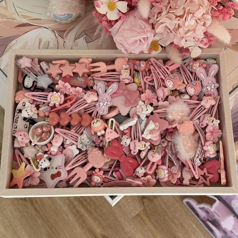 Set 50 kẹp tóc màu hồng (4)