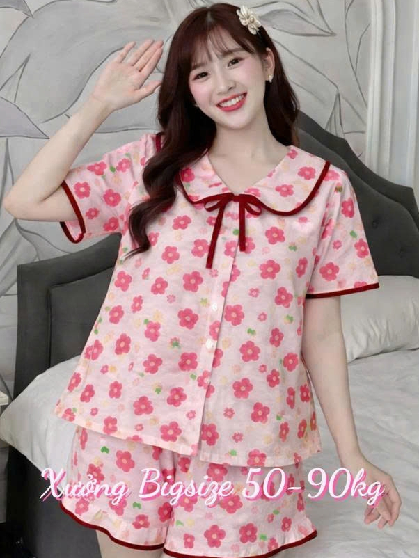 Bigsize Xinh Set đồ bộ mặc nhà đùi chất Cotton Hàn mềm đẹ... (4)