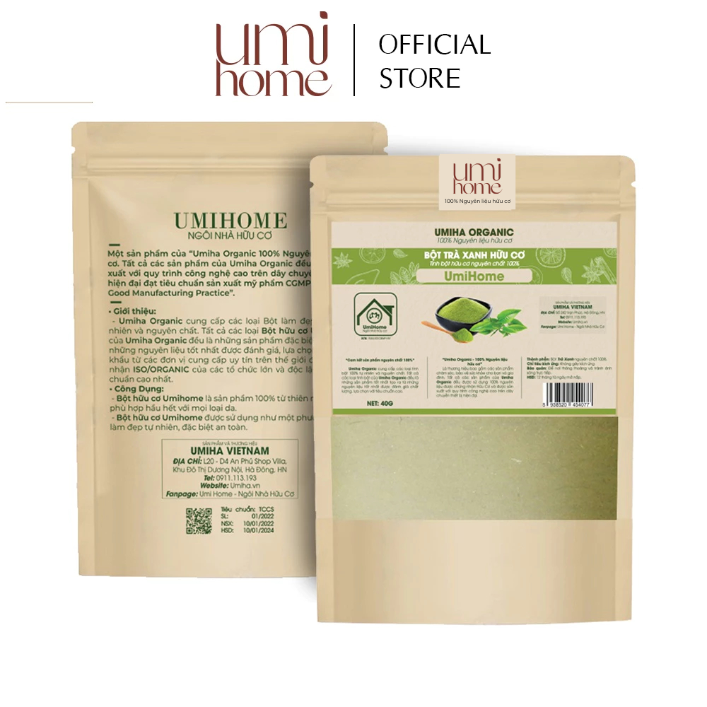 Bột Trà Xanh hữu cơ UMIHOME nguyên chất 40g | Green tea p... (4)