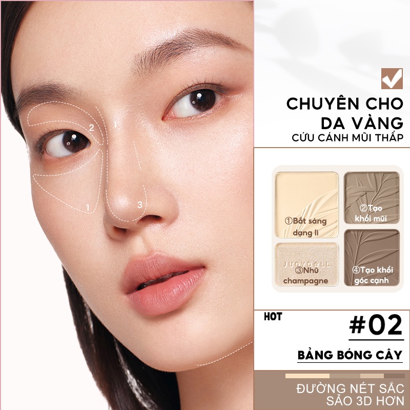 JUDYDOLL Phấn bắt sáng tạo kh�i 4 ô Highlight Contour Pal... (4)