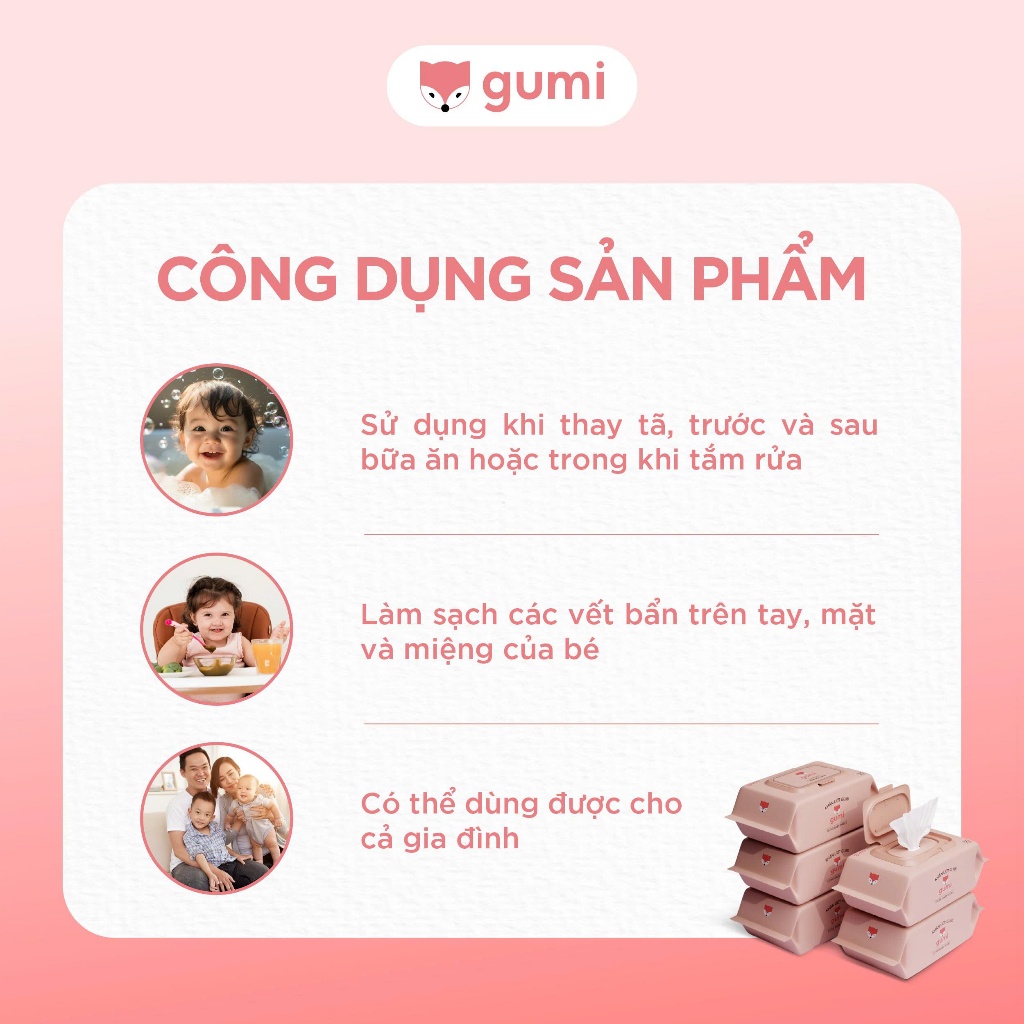 Thùng 10 gói kh�n ư�t Gumi không c�n không parabens cao c... (5)