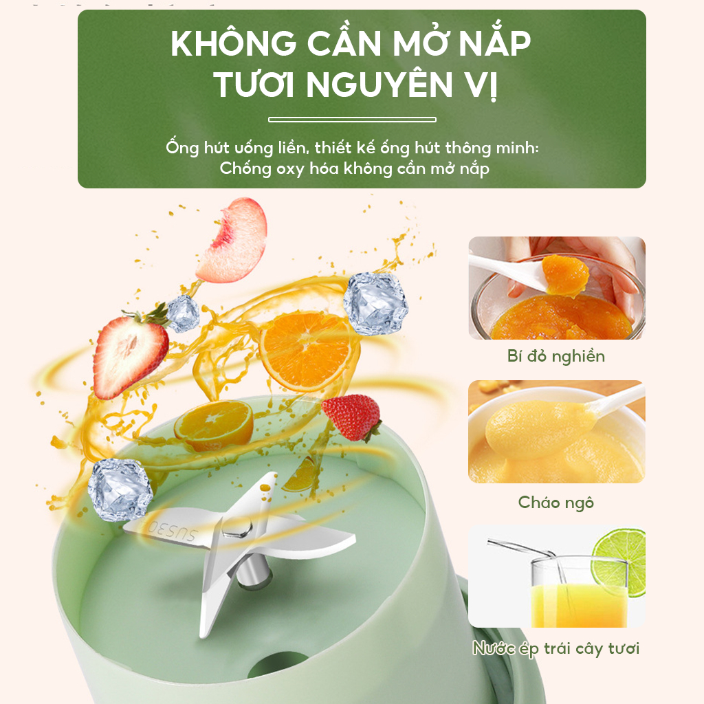 Máy Xay Sinh Tố Cầm Tay Mini Đa Năng Mẫu Cối Thủy Tinh Da... (5)
